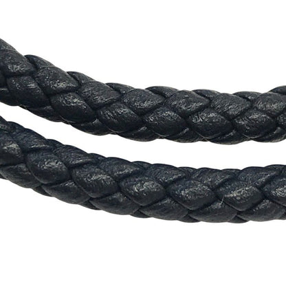 HUGO BOSS ヒューゴボス ブレスレット メンズ レザー 2連 2way チョーカー ネックレス 編み込み ネイビー 中古 T1