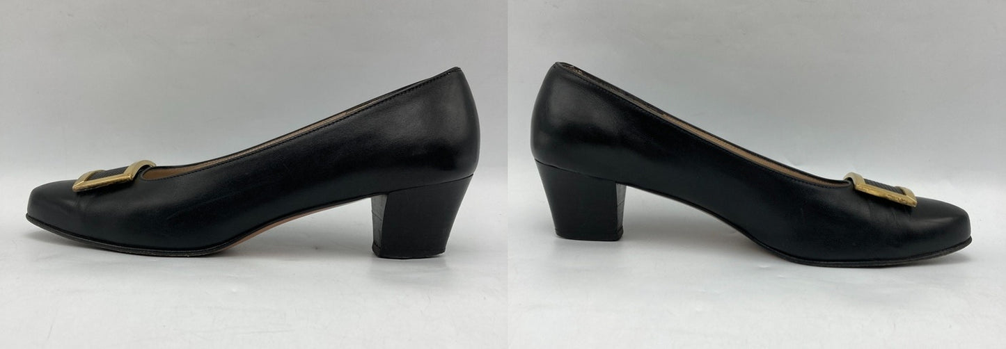 Salvatore Ferragamo サルヴァトーレフェラガモ レザー パンプス ブラック サイズ6 中古 D4