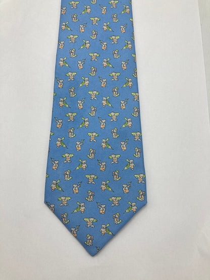 Salvatore Ferragamo サルヴァトーレフェラガモ アニマル くま柄 ネクタイ シルク100％ 中古 D4