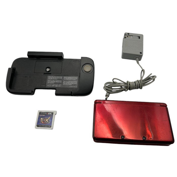 Nintendo 3DS フレアレッド CTR-001 本体 モンスターハンターXX 拡張スライドパッド セット 任天堂 ゲーム ニンテンドー ハード 中古 W４