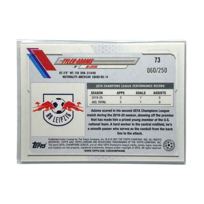 TOPPS サッカーカード CHROME TYLER ADAMS LEIPZIG /250 #73 中古 IT2