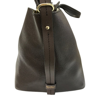 Max Mara マックスマーラ トートバッグ レディース シボレザー 2way ハンド/ショルダーバッグ ポーチ付き ブラウン 中古 T1