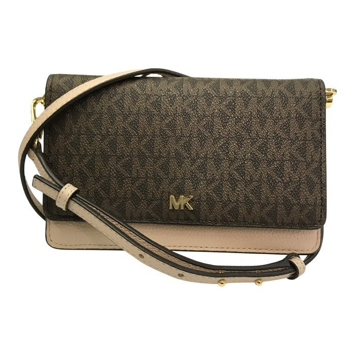 MICHAEL KORS マイケルコース モットフォーン クロスボディ 長財布 レディース ショルダーバッグ ロングウォレット ブラウン/ソフトピンク 32T9GF5C0L 中古 T1