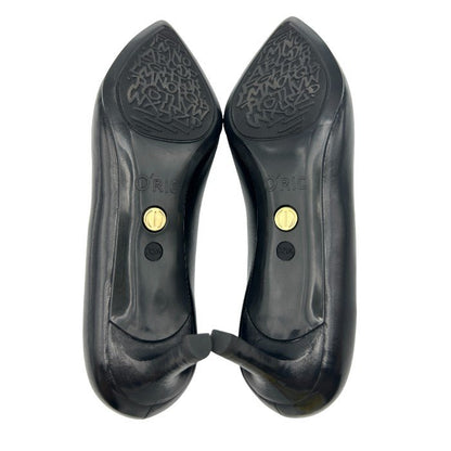 O'RIC オーリック CANDIE レディース パンプス  35 1/2 (約22.5cm) 410-31821 ポインテッドトゥ 靴 シューズ ヒール ブラック レザー 中古 W４