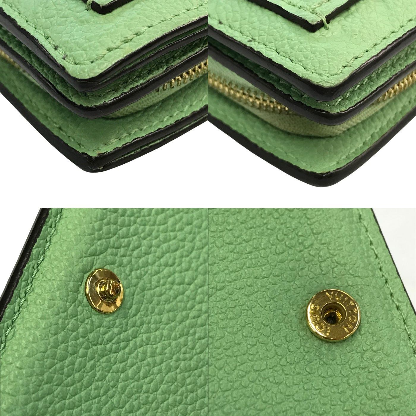 LOUIS VUITTON ルイヴィトン モノグラム アンプラント ポルトフォイユ・クレア 財布 レディース レザー 2つ折り 小銭入れ コンパクト グリーン M82049 中古 T1