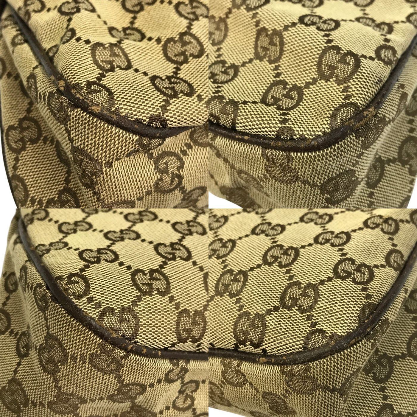 GUCCI グッチ GGキャンバス ハンドバッグ レディース キャンバス/レザー セミショルダー トート A4収納 カーキ/ブラウン 121023 中古 T1