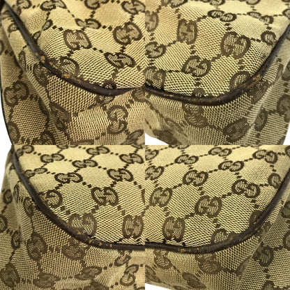 GUCCI グッチ GGキャンバス ハンドバッグ レディース キャンバス/レザー セミショルダー トート A4収納 カーキ/ブラウン 121023 中古 T1