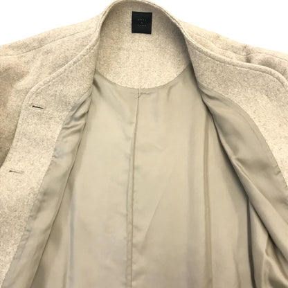 オオカミとフクロウ ノーカラーコート レディース 冬 ウール ロング ベルト 裏地あり ベージュ portom21152 中古 T1