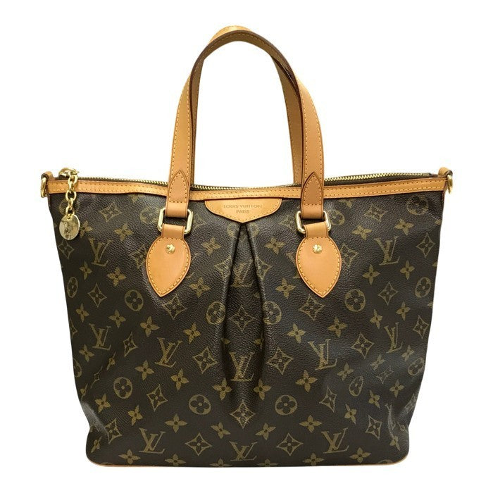 LOUIS VUITTON ルイヴィトン モノグラム パレルモPM ハンドバッグ レディース 2way トート プリーツ A4収納 ブラウン M40145 中古 T1