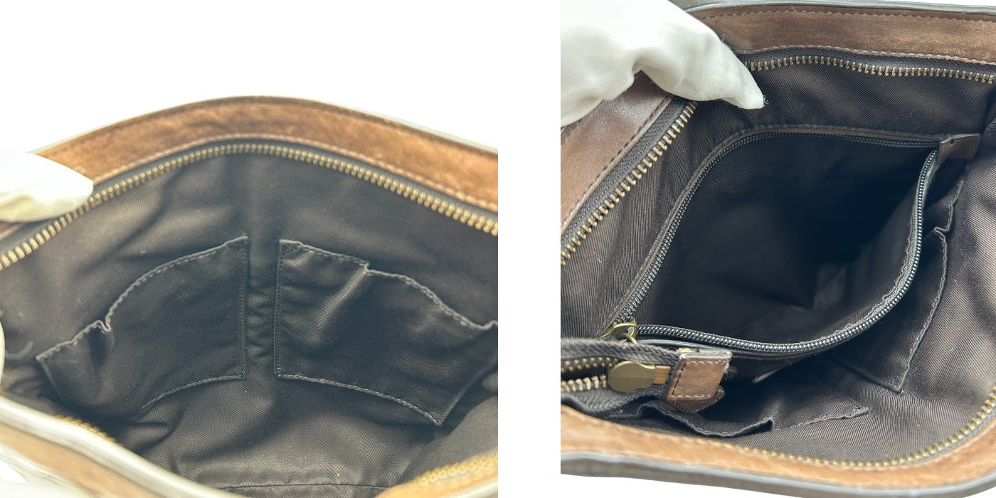 COACH コーチ ブリーカー レザー スウェード クロスボディ ショルダーバッグ 71096 ユニセックス ブラウン 本革 鞄 ブランド  中古 W４