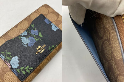 COACH コーチ シグネチャー 花柄ポケット ラウンドファスナー長財布 F73011 中古 4