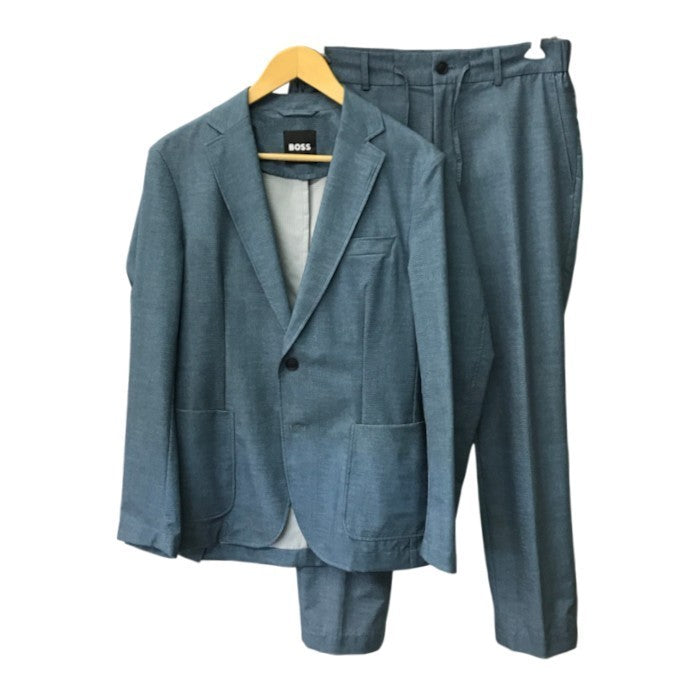 BOSS ヒューゴボス P-Hanry ジャケット&パンツ スーツ上下セット メンズ スリムフィット セットアップ  ストレッチ 軽量 メッシュ ブルー 46/48サイズ 50513913 中古 T1