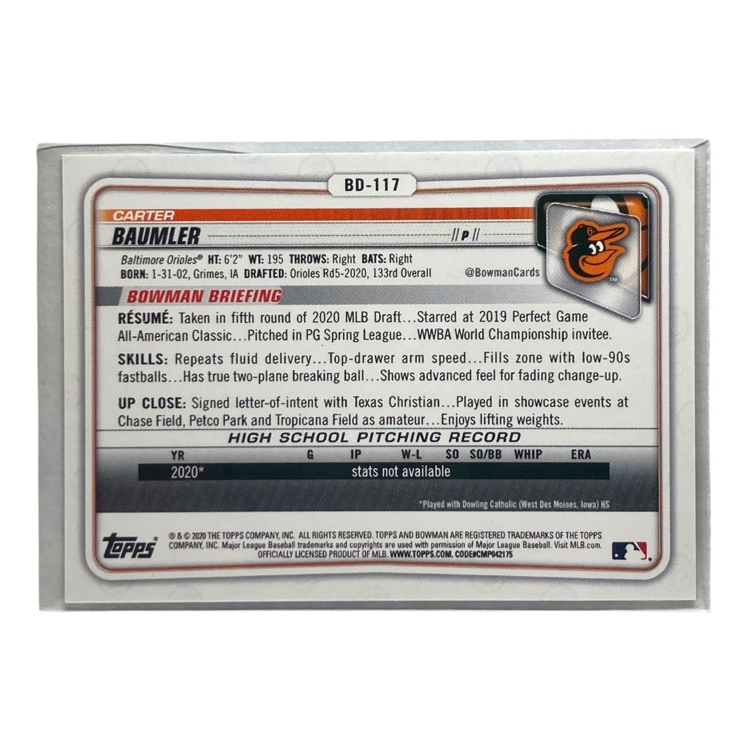TOPPS MLBカード BOWMAN 1ST CARTER BAUMLER ORIOLES 86/150 #BD-117 中古 IT2