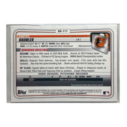 TOPPS MLBカード BOWMAN 1ST CARTER BAUMLER ORIOLES 86/150 #BD-117 中古 IT2