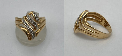 K18/Pt900 コンビ ダイヤ0.05ct  リング 11号 中古 D4