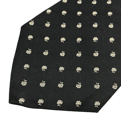 COMME des GARCONS HOMME コムデギャルソン ネクタイ メンズ シルク バラ 小紋 薔薇 レギュラー ブラック 中古 T1