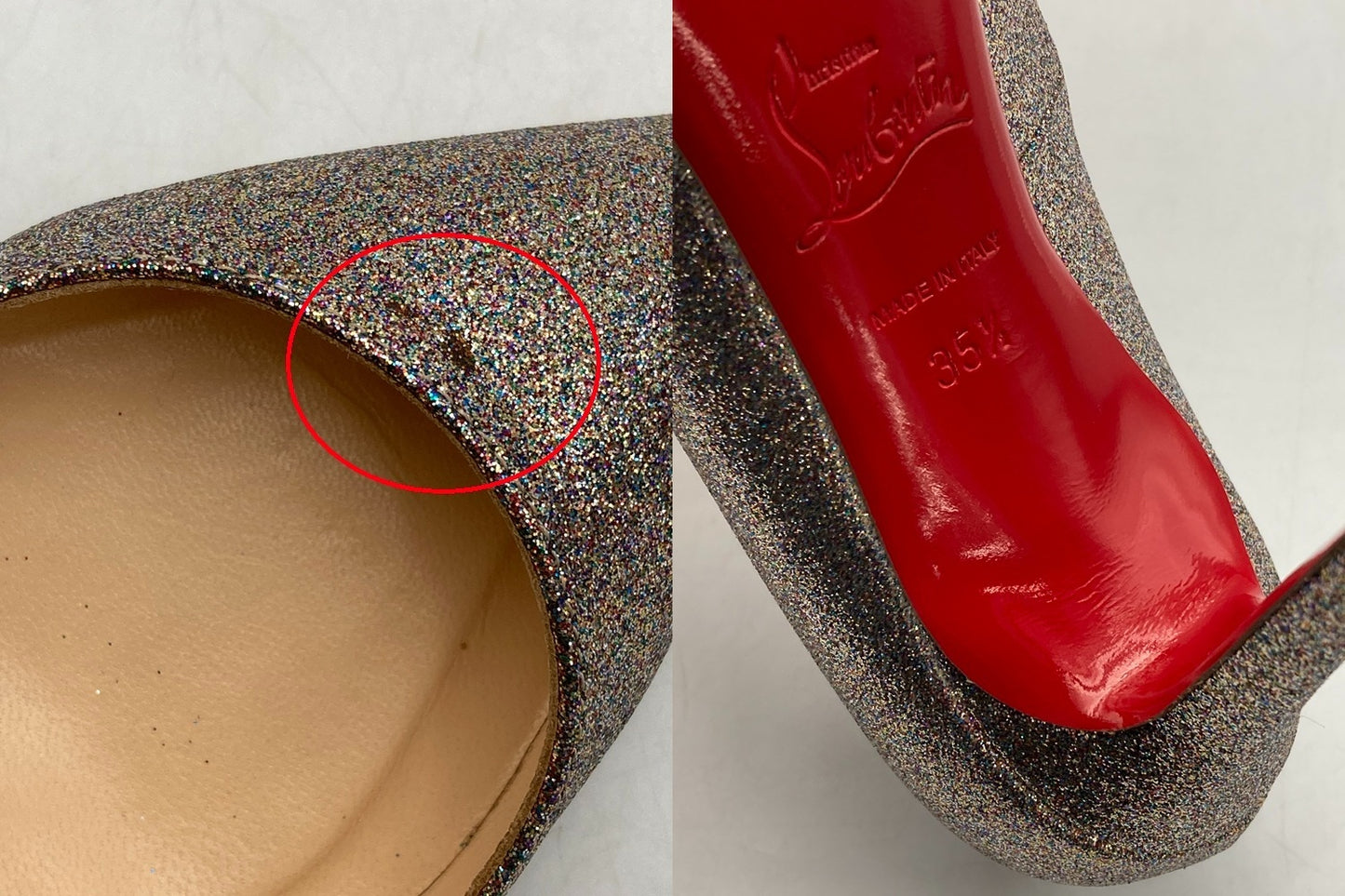 Christian Louboutin クリスチャンルブタン ピガール 85 グリッター ミニ パンプス サイズ35.5 レディース 中古 D4