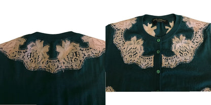 DOLCE＆GABBANA ドルチェ＆ガッバーナ レースコンビ カーディガン 38 トップス グリーン レディース 春 中古 W1
