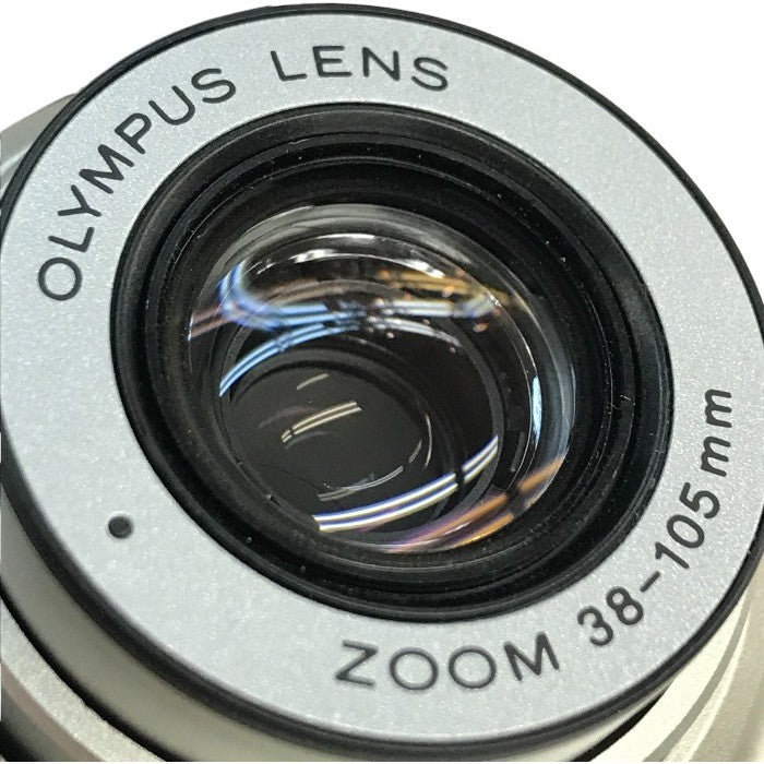 OLYMPUS オリンパス スーパーズーム コンパクトカメラ シルバー フィルム ズームレンズ フラッシュ 105G 中古 T1