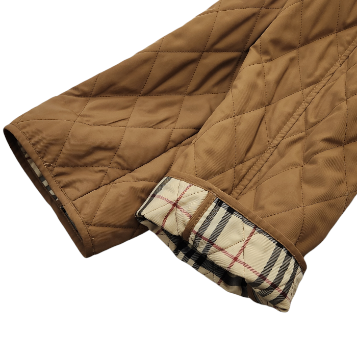 BURBERRY バーバリー ジャケット レディース 秋冬 キルティング 中綿 裏チェック柄 ベージュ 42サイズ FC059-730 中古 T1