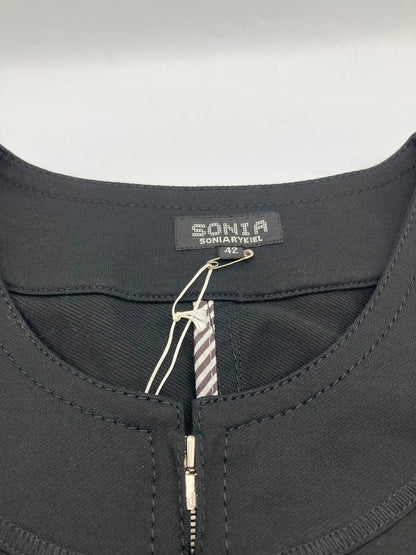 SONIA RYKIEL ソニアリキエル ジップアップ ノーカラー ジャケット サイズ42 ブラック 中古 D4