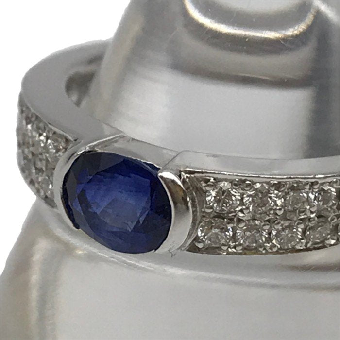 Pt950 サファイア0.823ct/ダイヤモンド0.24ct リング レディース オーバルミックスカット プラチナ 11.5号 中古 T1