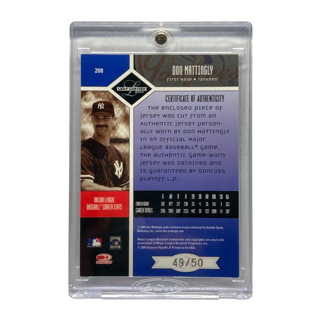 DONRUSS MLBカード LEAF LIMITED DON MATTINGLY YANKEES 49/50 #208 中古 IT2