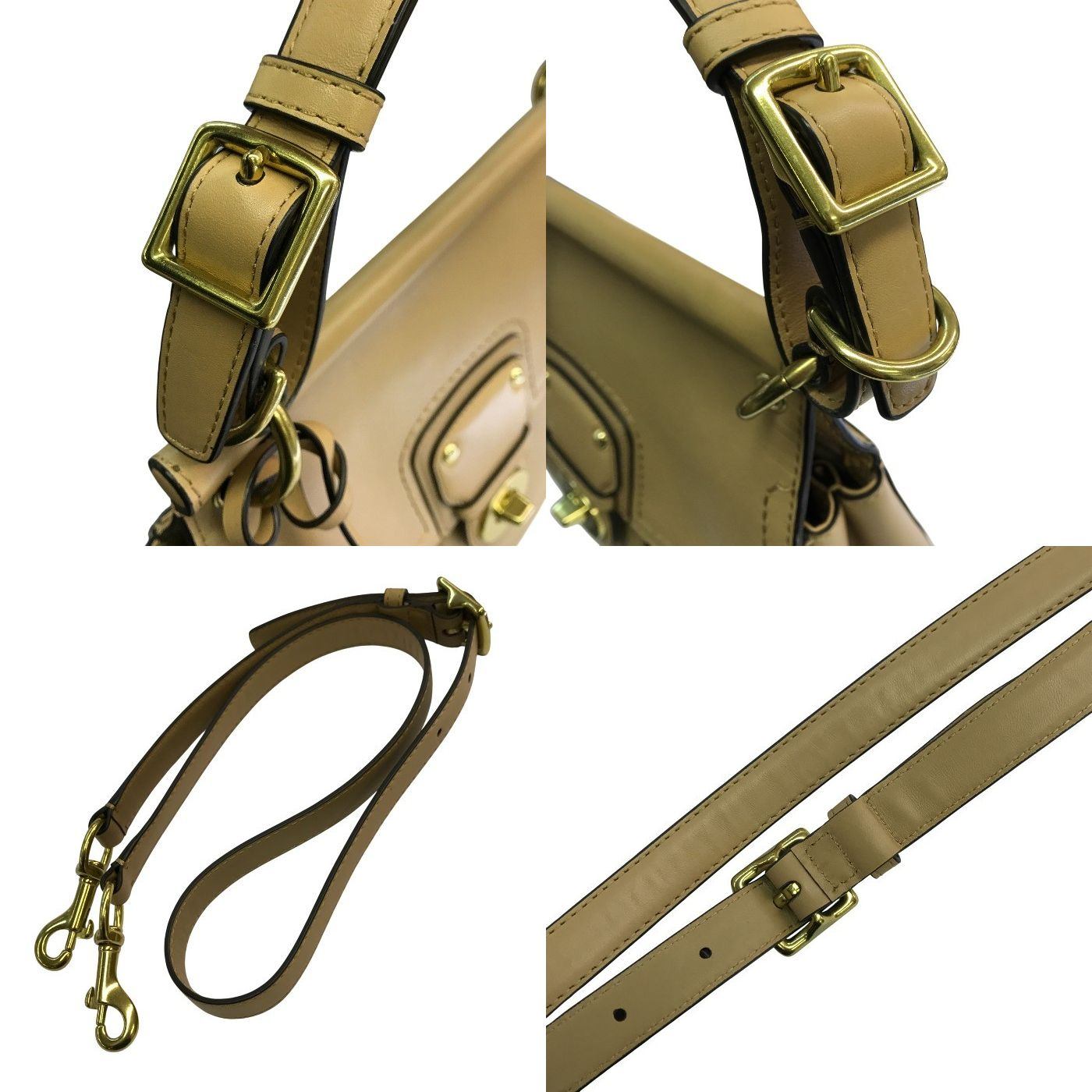 COACH コーチ ハンドバッグ レディース レザー 2way 斜め掛け ショルダー ターンロック ベージュ 22382 中古 T1