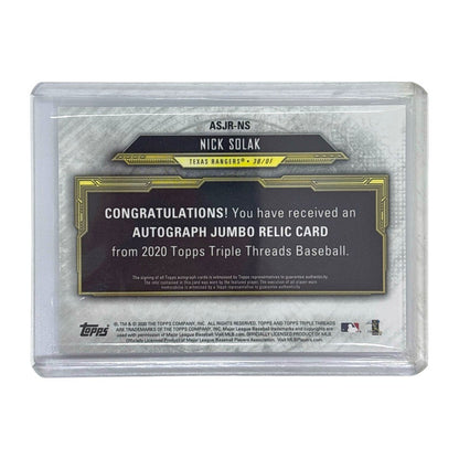 TOPPS MLBカード TRIPLE THREADS NICK SOLAK TEXAS RANGERS 05/50 #ASJR-NS 中古 IT1