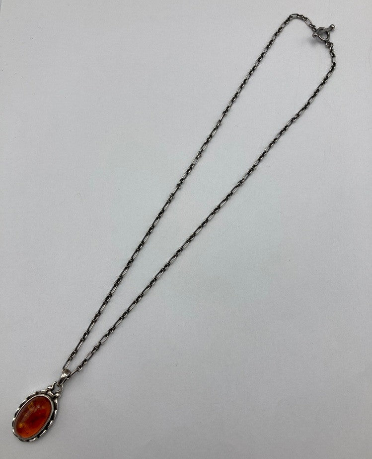 GEORG JENSEN ジョージジェンセン 2001年 ヘリテージ イヤーネックレス SV925 琥珀 中古 D4