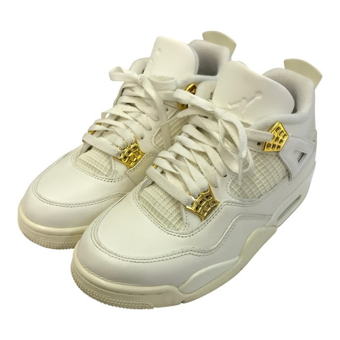 NIKE ナイキ エアジョーダン 4 レトロ スニーカー レディース AIR JORDAN RETRO ホワイト/ゴールド 25.0cm AQ9129-170 中古 T1
