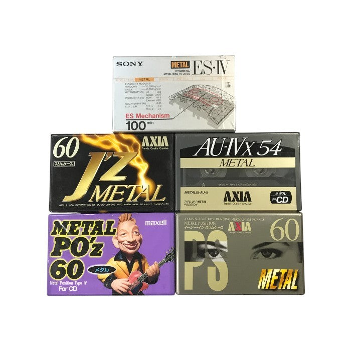 SONY/maxell/AXIA カセットテープ メタルポジション 54分/60分/100分 5本セット オーディオ 録音用メディア まとめ売り 中古 T1
