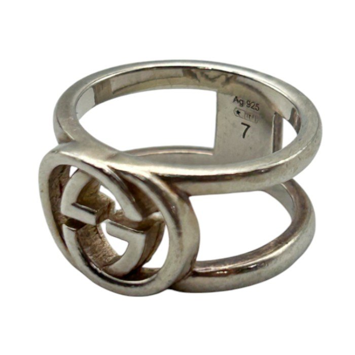 GUCCI インターロッキングG リング シルバー925 6号 グッチ Ag925 silver925 指輪 ブランド レディース 中古 W４