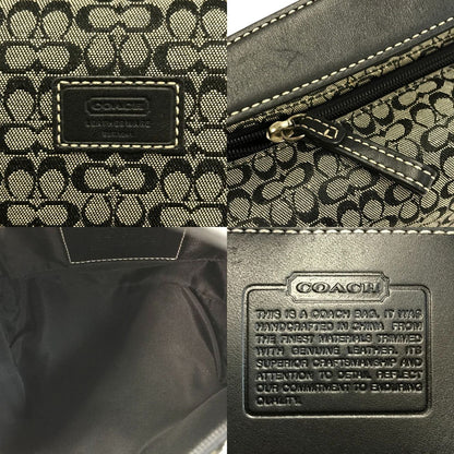 COACH コーチ ミニシグネチャー アクセサリーポーチ レディース キャンバス ハンドバッグ ブラック 中古 T1