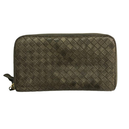 BOTTEGA VENETA ボッテガヴェネタ 長財布 メンズ イントレチャート ラウンドファスナー レザー ブラウン系 114076 中古 T1