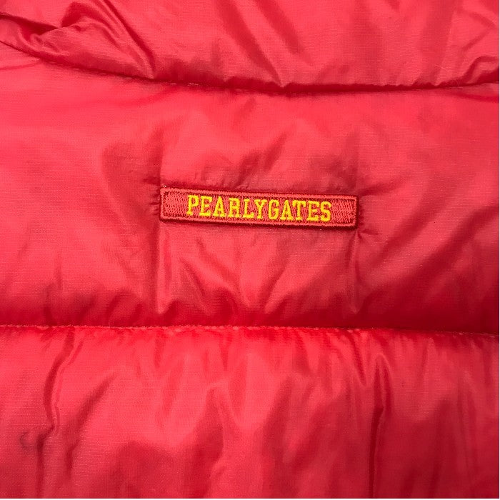 PEARLY GATES ダウンジャケット メンズ 秋冬 ブルゾン 2way 袖取り外し可 ベスト コンパクト 収納 レッド 7サイズ 053-220074 中古 T1