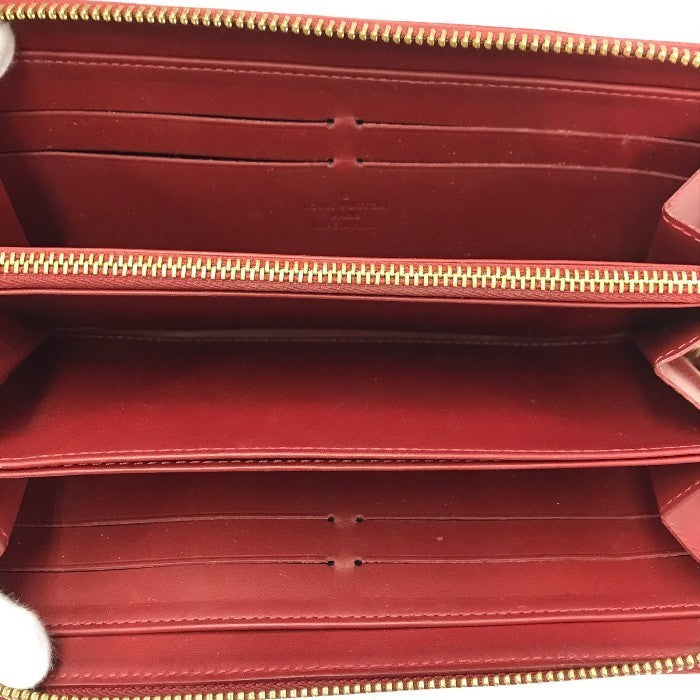 LOUIS VUITTON ルイヴィトン ヴェルニ ジッピーウォレット 長財布 レディース エナメル ラウンドファスナー ジップ 小銭入れ付き レッド M90200 中古 T1