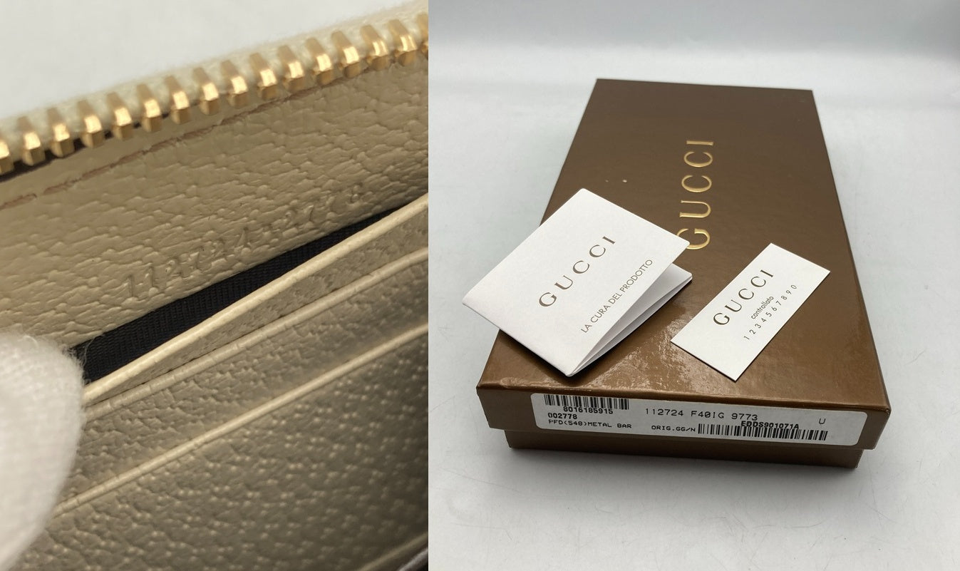 GUCCI グッチ GGキャンバス ラウンドファスナー 長財布 112724 中古 D4