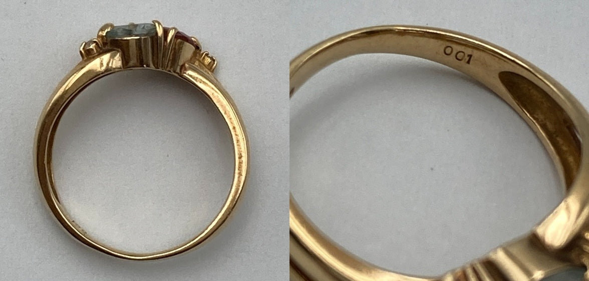 K18 ダイヤ0.01ct ハート石 リング 11号 中古 D4