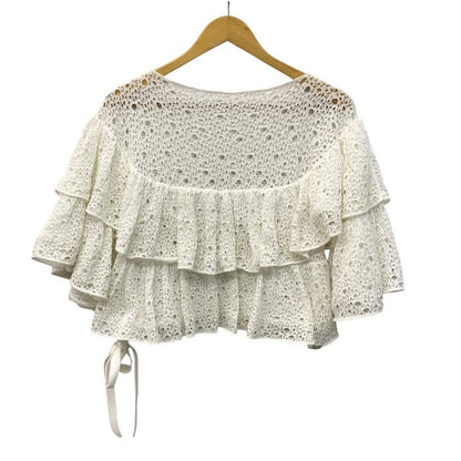 CHANEL シャネル トップス レディース レース ニット フリル アシンメトリー ホワイト 34サイズ P43385K04388 中古 T1