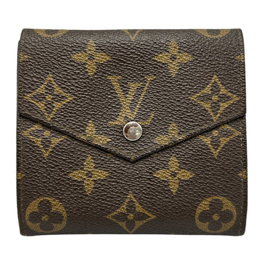 LOUIS VUITTON ルイヴィトン モノグラム ポルトモネビエ 三つ折り財布 M61660 ブランド コンパクト 財布 メンズ レディース ダブルホック 中古 W４