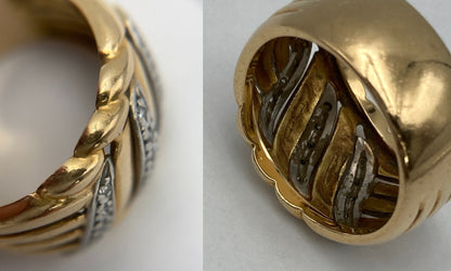 K18/Pt900 コンビ ダイヤ0.12ct リング 13号 中古 D4