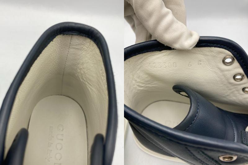 GUCCI グッチ ハイカット レザースニーカー ロゴプレート 423300 サイズ6 中古 D4