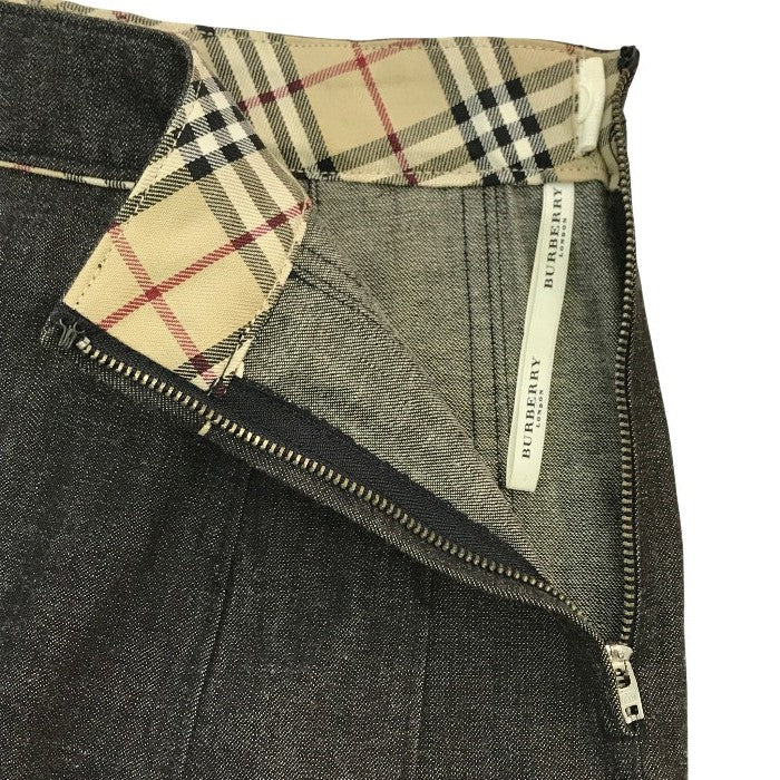 BURBERRY バーバリー ロンドン スカート キッズ/レディース コットン デニム プリーツ ノバチェック ミニ丈 ブラックデニム 160サイズ BX175-056-09 中古 T1