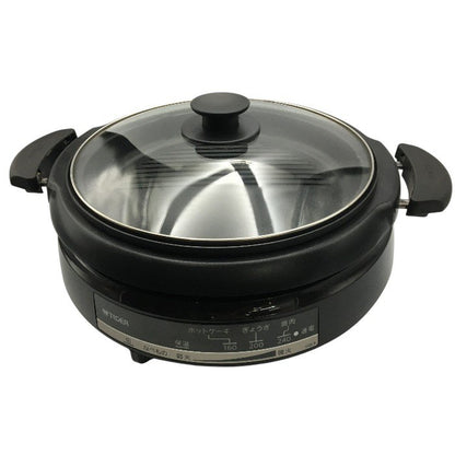 タイガー グリル鍋 3.5L プレート 2枚 タイプ 深鍋 焼肉 プレート 蓋 付き CQE-B200-TH 中古 Y4