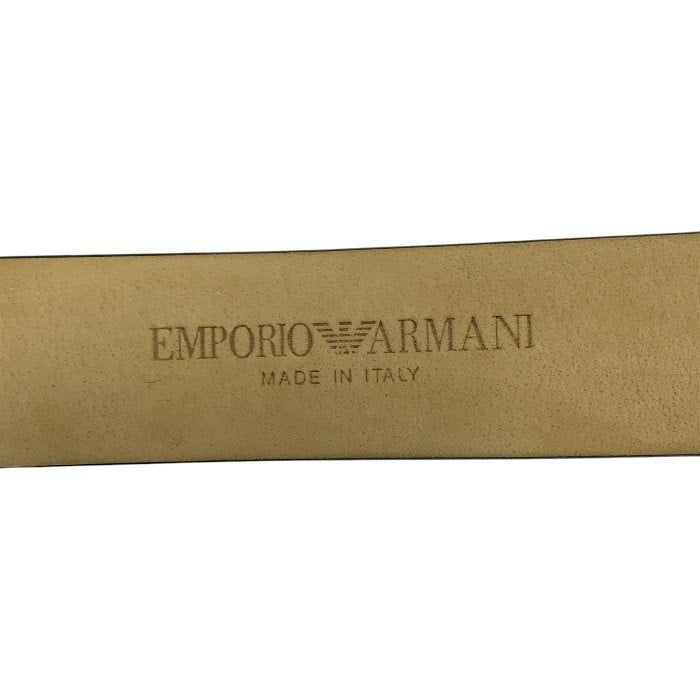 EMPORIO ARMANI エンポリオアルマーニ ベルト メンズ レザー ロゴ トップ式 プレートバックル シルバー/ブラック 46サイズ 中古 T1