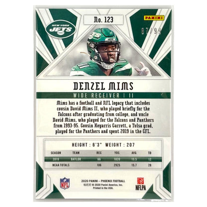 PANINI NFLカード PHOENIX DENZEL MIMS NEW YORK JETS /99 #123 中古 IT1