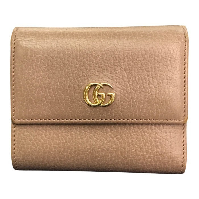 GUCCI グッチ GGマーモント 財布 レディース 3つ折り レザー コンパクト 小銭入れあり ベージュ 546584 中古 T1