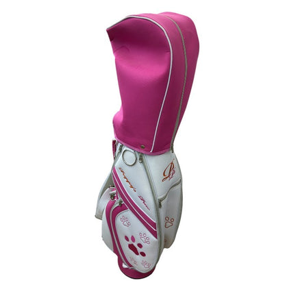 PUPPY’S PAW 仔犬の肉球 レディース ゴルフセット クラブ8本+キャディバッグ付 (ホワイト/ピンク) ウッド アイアン パターユーティリティ スポーツ 中古 W1