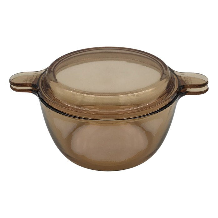 VISION 耐熱ガラス 18cm 両手鍋 フライパン セット 蓋付き パイレックス パイロセラム 直火/レンジ 中古 T1